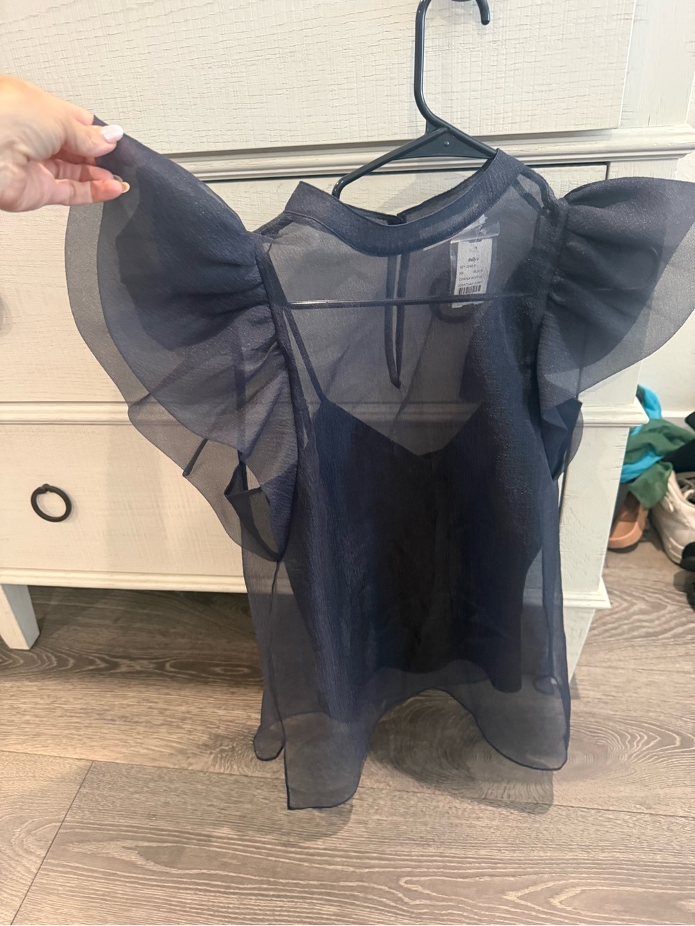 Sheer Black Jonathan Simkhai Flutter Sleeve Women's Top
